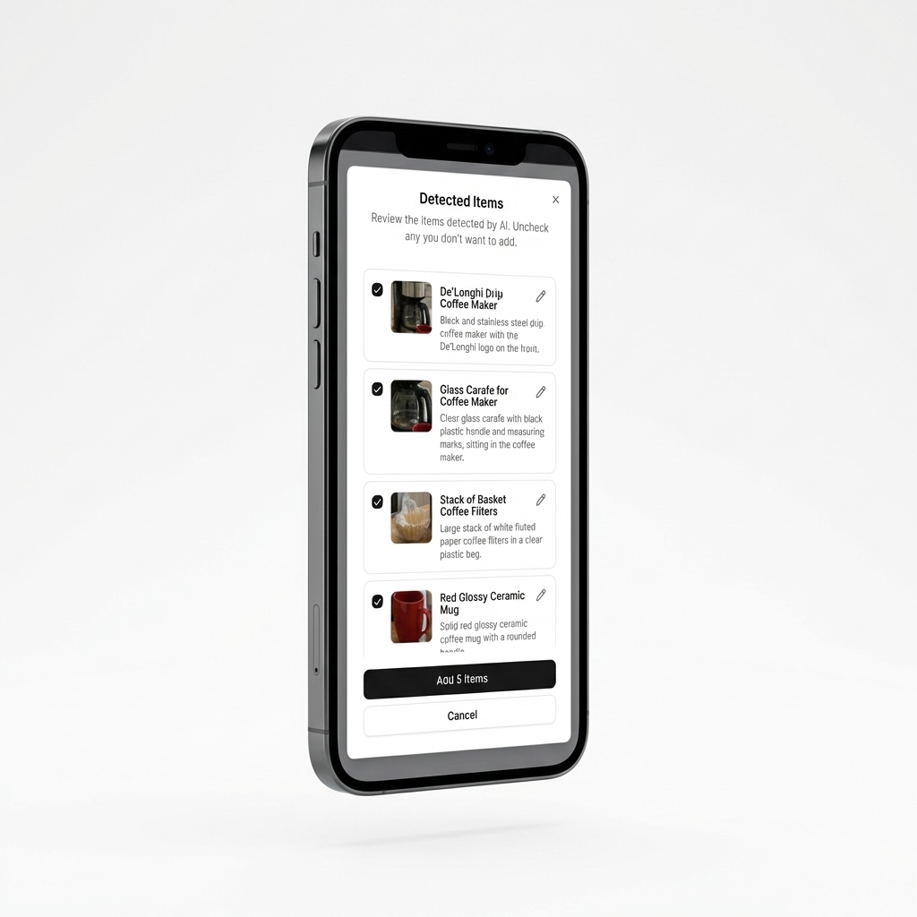 AI Vision detecting items in box