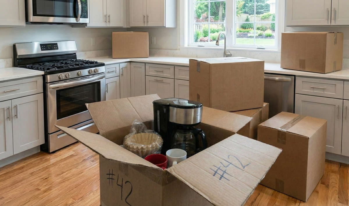 Open box with coffee items