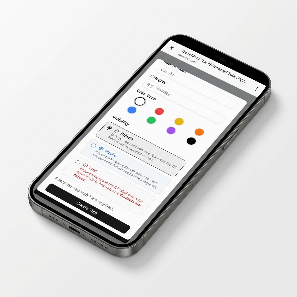 Setting visibility during tote creation